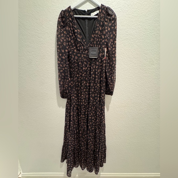 NWT Mac Duggal Sz 0 Black Floral Maxi Gown 55431 - Picture 4 of 12